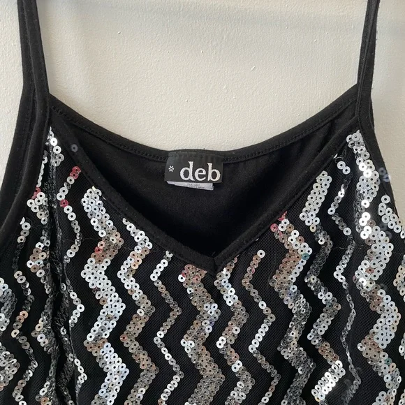Deb Black and Silver Sequin Women's Top - Picture 2 of 3